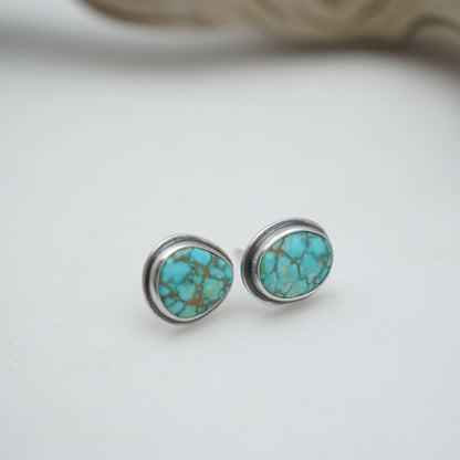 turquoise mountain turquoise silver studs - Lumenrose