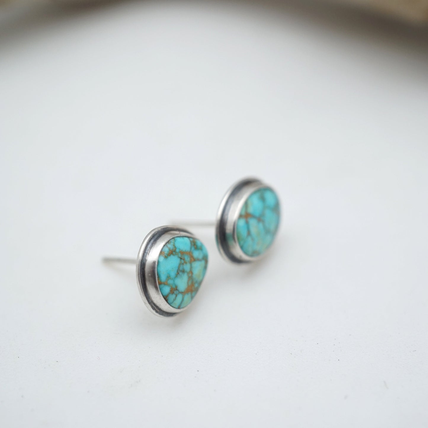 turquoise mountain turquoise silver studs - Lumenrose