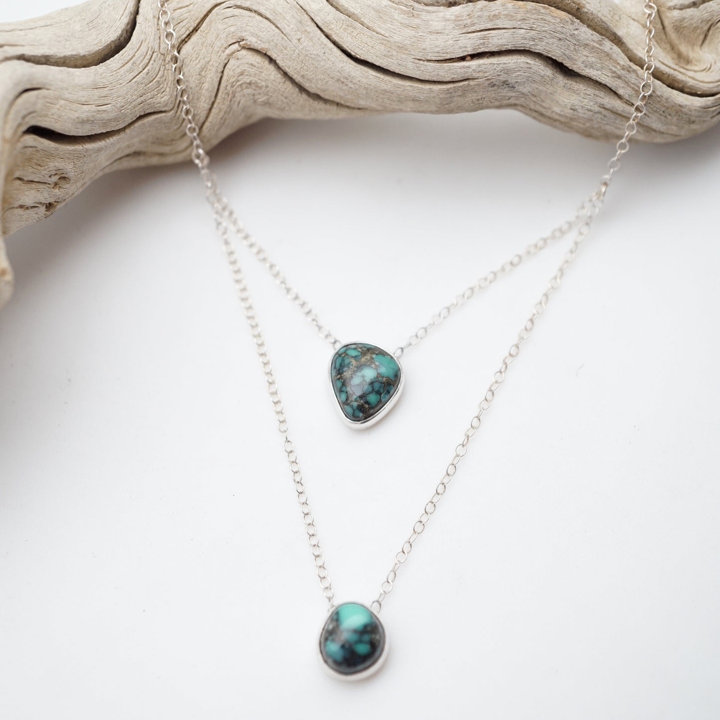 two stone dainty necklace - desert gem variscite - Lumenrose
