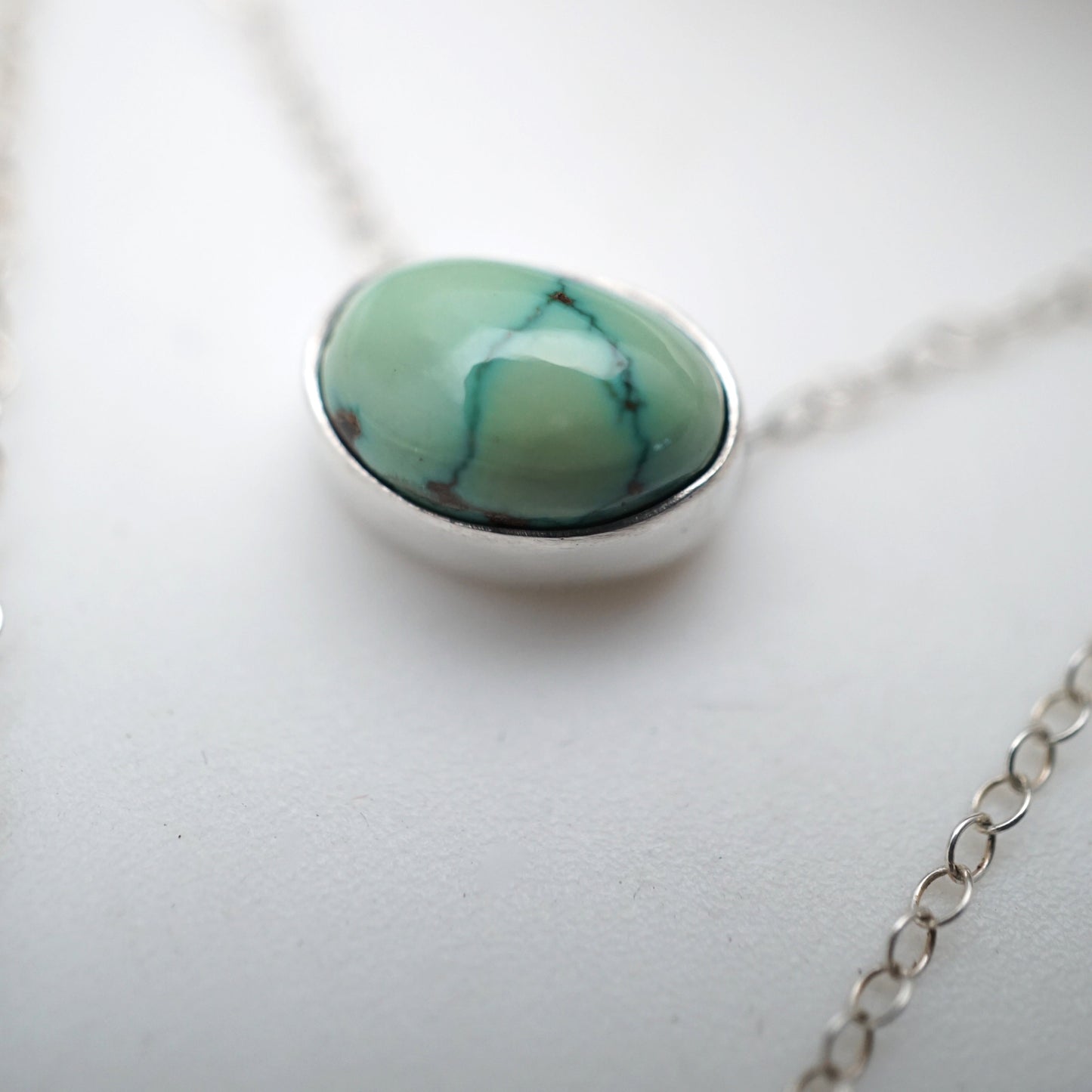 two stone dainty necklace - high grade cheyenne turquoise - Lumenrose
