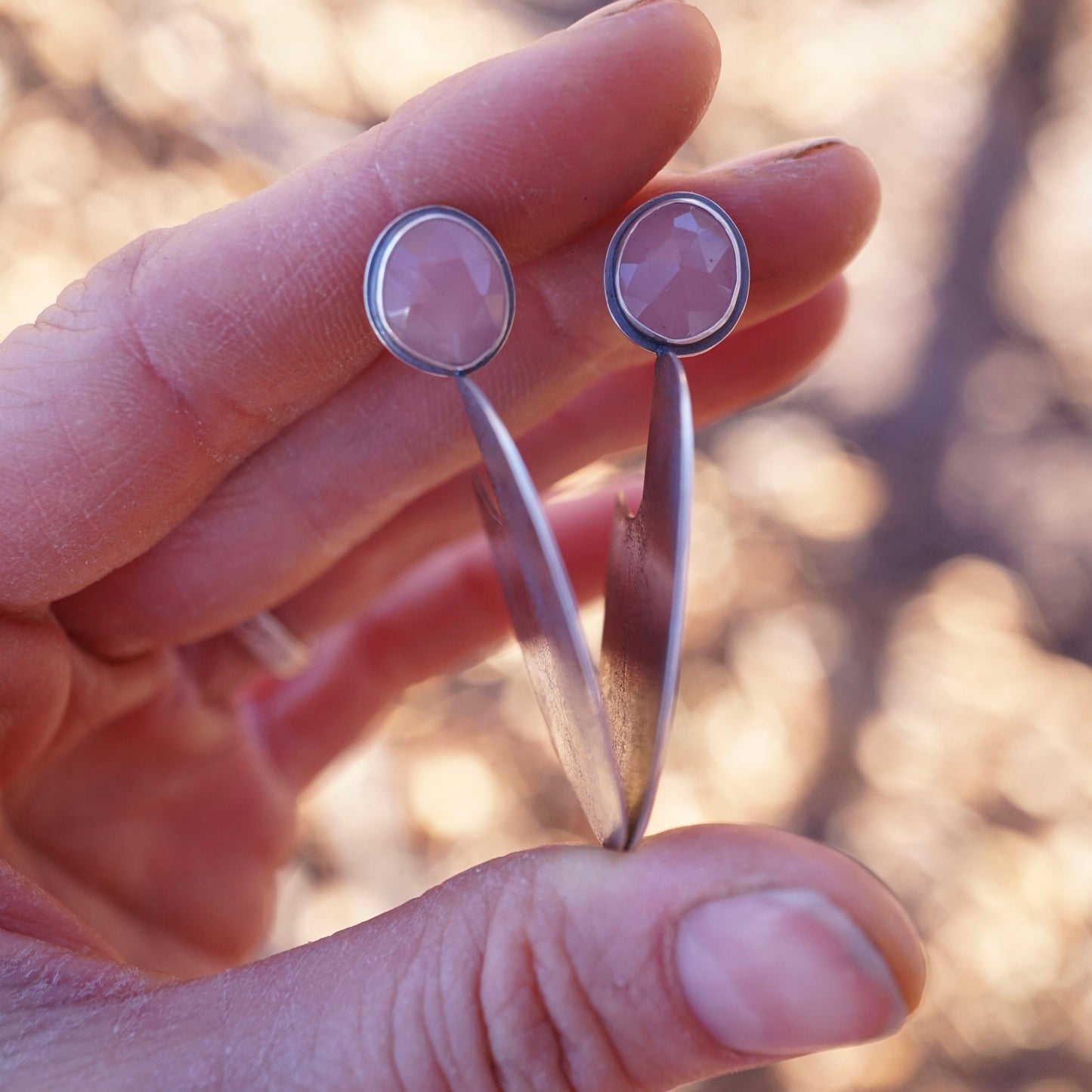 upon a moon earrings - guava quartz - Lumenrose