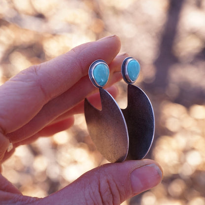 upon a moon earrings - old stock cloud mountain turquoise - Lumenrose