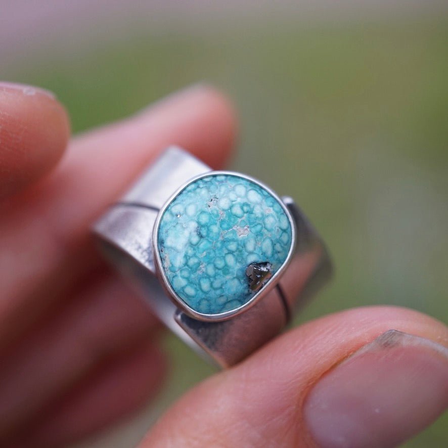 whitewater turquoise chunky asymmetrical ring - size 7.5 - Lumenrose