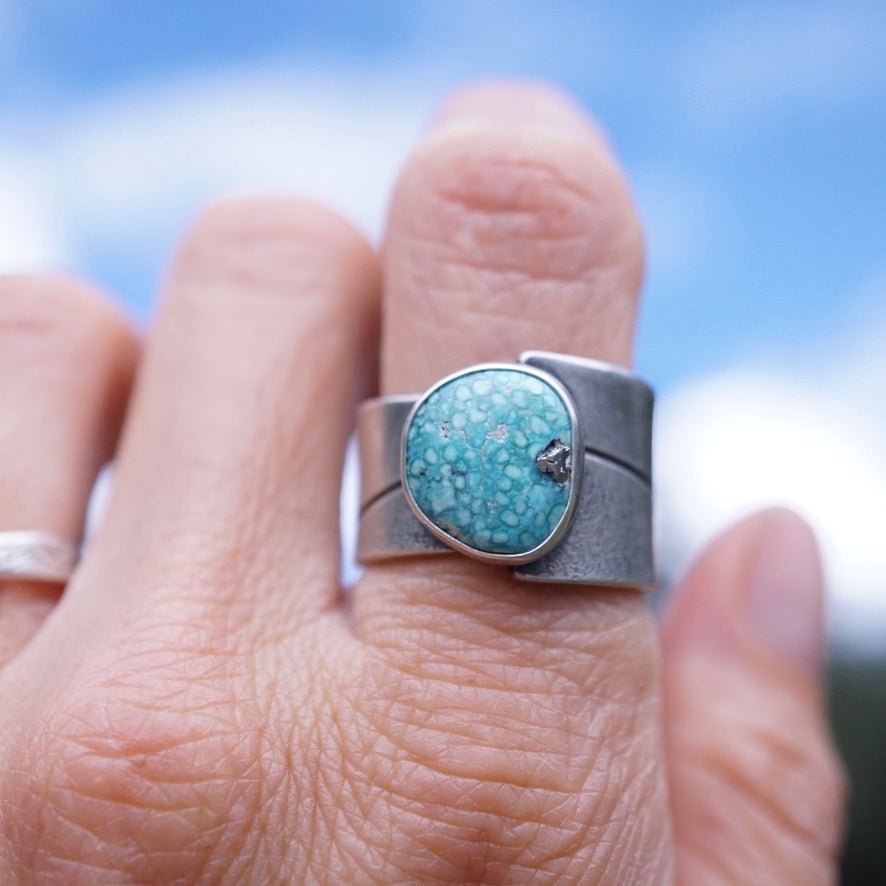 whitewater turquoise chunky asymmetrical ring - size 7.5 - Lumenrose