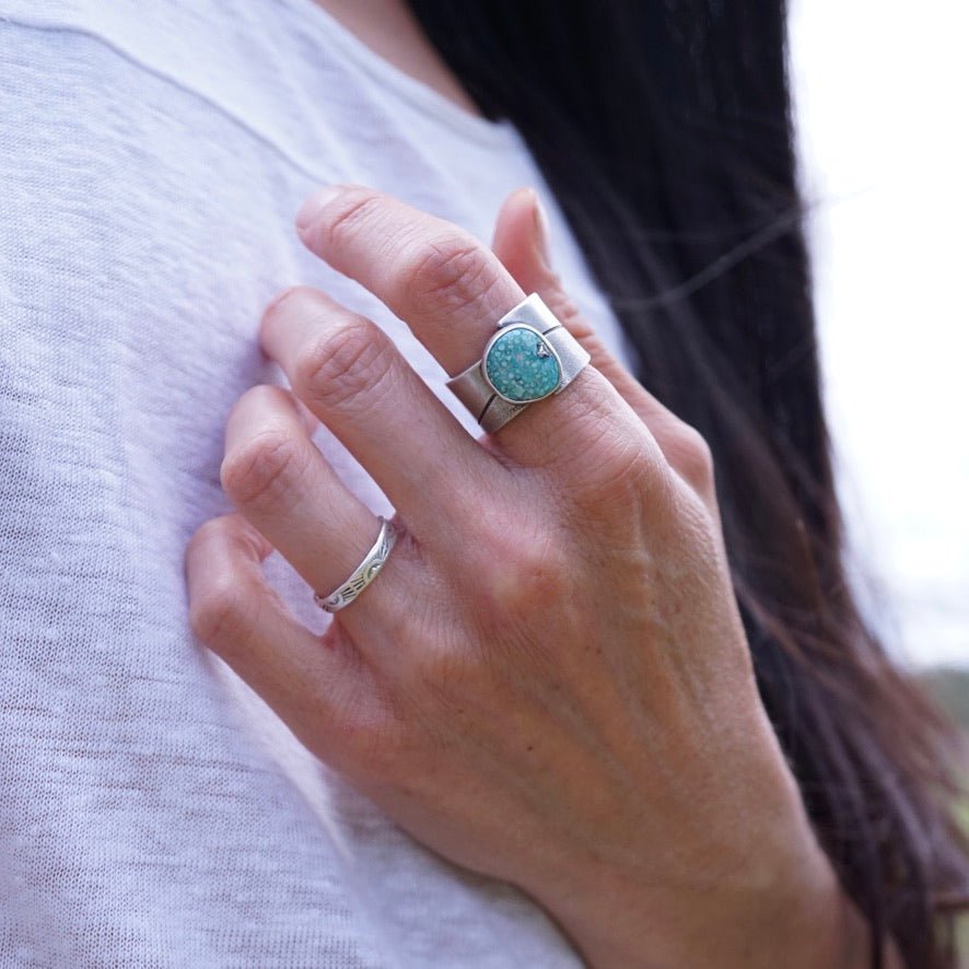 whitewater turquoise chunky asymmetrical ring - size 7.5 - Lumenrose